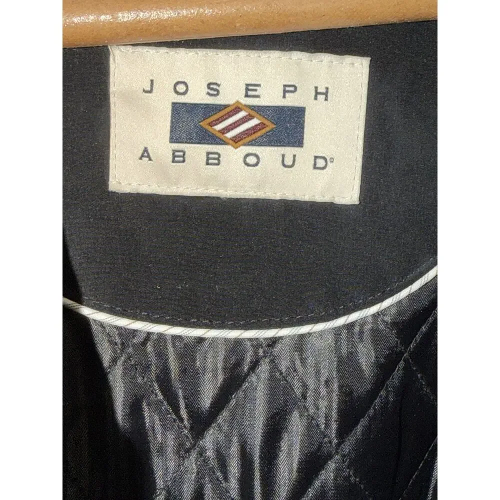 Joseph Abboud Black Quilted Lined Trench Car Coat Size 46R